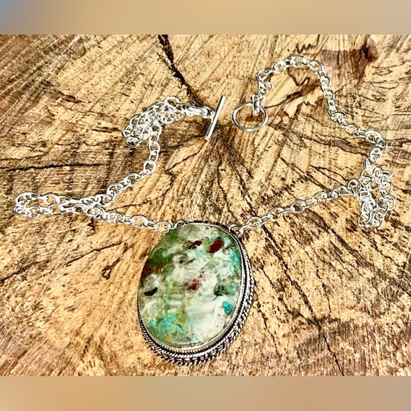 Chrysocolla in Quartz Pendant Necklace - Picture 10 of 13